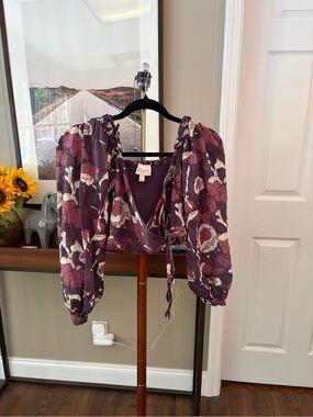 Cleobella Purple Floral Wrap Blouse
